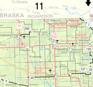 Map of Brown Co, Ks, USA