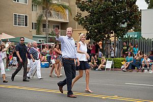 San Diego Mayor Kevin Faulconer marching in the 2014 San Diego LGBT Pride Parade