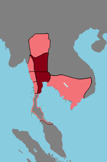 The Ayutthaya Kingdom's sphere of influence in 1605, following the military campaigns of King Naresuan.