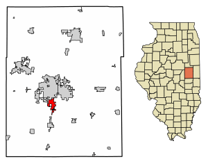 Location of Savoy in Champaign County, Illinois.