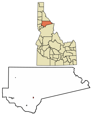 Location of Pierce in Clearwater County, Idaho.