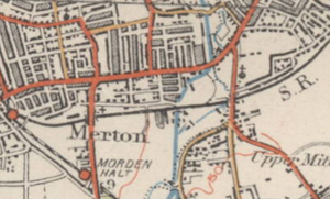 Extract of 1920s map of Merton