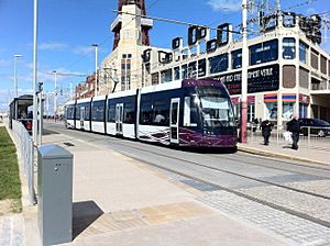 Flexity 2 (Blackpool) tram at Tower tram stop