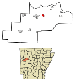 Location of Subiaco in Logan County, Arkansas.