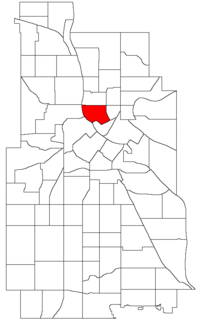 Location of St. Anthony West within the U.S. city of Minneapolis