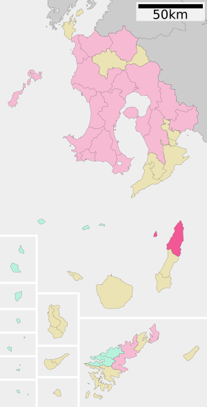 Location of Nishinoomote in Kagoshima Prefecture