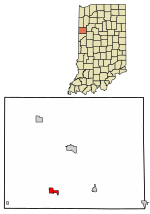 Location of Boswell in Benton County, Indiana.