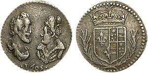 Médaille en argent d'Henri IV et Marie de Médicis