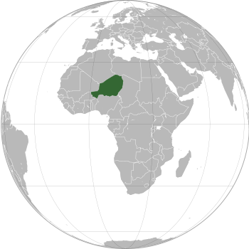 Location of  Niger  (dark green)