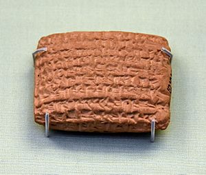 This administrative document is dated to the 24th day of Kislimu in the 11th year of Nabonidus, king of Babylon. It mentions a slave of Bel-sharra-usur (Belshazzar), son of the king. From Borsippa, Iraq