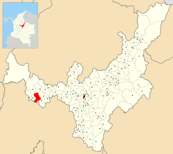 Location of the municipality and town of Muzo in the Boyacá Department of Colombia