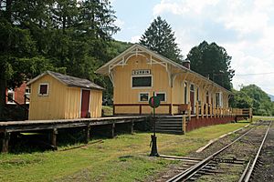 The quaint station in Durbin, used for scenic trips by Durbin and Greenbrier Valley Railroad