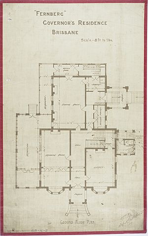 Fernberg, Governor's Residence, Brisbane, Ground Plan, c 1884