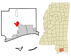 Location of Lyman, Mississippi