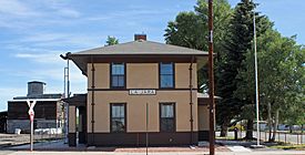 The old La Jara railroad depot, now the town hall