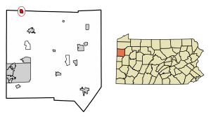 Location of Jamestown in Mercer County, Pennsylvania.