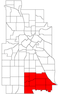 Location of Nokomis within the U.S. city of Minneapolis