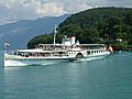 Swiss Steamboat Bluemlisalp lake Thun