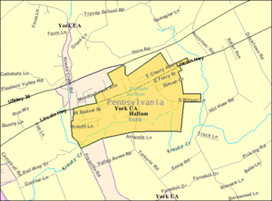 U.S. Census Bureau map of Hallam, Pennsylvania