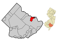Map of Port Republic in Atlantic County. Inset: Location of Atlantic County in the State of New Jersey.