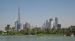 Downtown Burj Dubai and Business Bay, seen from Safa Park