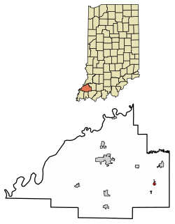 Location of Somerville in Gibson County, Indiana.