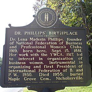 Lena Madesin Phillips birthplace historical marker