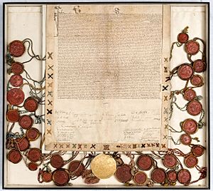 Marriage contract between Princess Anna of Denmark and Jacob VI of Scotland 1589 (Danish National Archives)