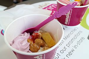 Menchie's Blueberry Cheesecake and Pina Colada Froyo