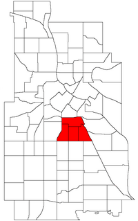Location of Phillips within the U.S. city of Minneapolis