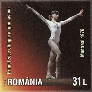 Nadia Comăneci 2016 stamp of Romania