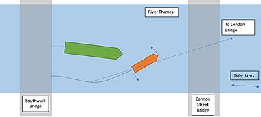 Plotted course of the Marchioness disaster