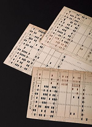 Punch cards in tray for Pilot ACE computer built at the National Physical Laboratory c. 1950 (9672239226)