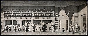 The chemical laboratory of Ambrose Godfrey. Etching, 18th ce Wellcome V0025576