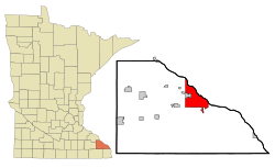 Location of the city of Winonawithin Winona Countyin the state of Minnesota
