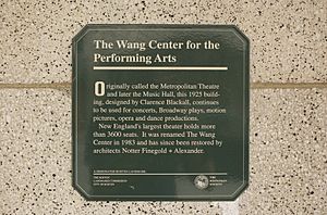 Boston MA Wang Theatre plaque