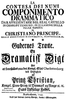 Christoph Willibald Gluck - La contesa dei numi - titlepage of the libretto - Kopenhagen 1749