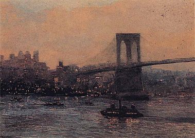 Edward Willis Redfield - Brooklyn Bridge at Night