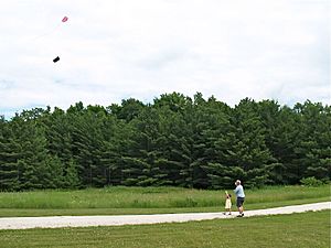 Flying kites at Potawatomi State Park