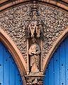 Ornate decorative stonework around front doors of Greyfriars Church, Dumfries
