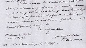 Intercepted mail, D. Bowman to Nathaniel Coffiin, 13 November 1775 re. Andrew Sprowle and situation in Norfolk area