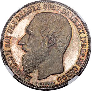 Obverse of a Belgian Congo 5 Franc