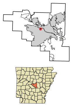 Location of Cammack Village in Pulaski County, Arkansas.
