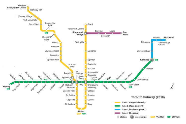 TTC subway map 2018