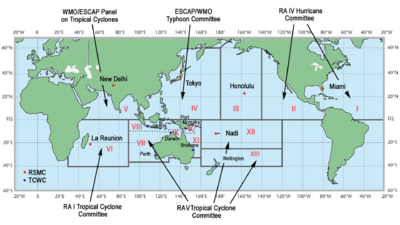 Tropical Cyclone Centers and Regions