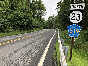 2018-07-26 08 33 51 View north along New Jersey State Route 23 and Sussex County Route 519 just north of Brink Road in Wantage Township, Sussex County, New Jersey