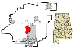 Location in Calhoun County and the state of Alabama
