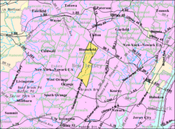 Census Bureau map of Bloomfield, New Jersey