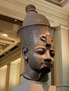 England; London - The British Museum, Egypt Egyptian Sculpture ~ Colossal granite head of Amenhotep III (Room 4).2