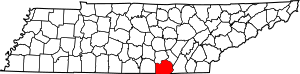 Map of Tennessee highlighting Marion County
